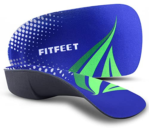 FitFeet Bågstödinlägg kvinnor män, 3/4 ortotiska skor innersulor för plantar fasciit, platta fötter, överpronation, lindring hälsporre smärta, hög båge, hälkudde öka innersulorna, L