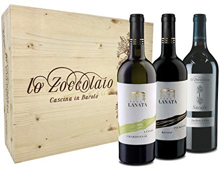 Lo Zoccolaio Langhe Chardonnay + Piemonte Rosso + Barbera d'Alba Vin Italien dans Bois Cas 3 Bouteilles x 75 cl