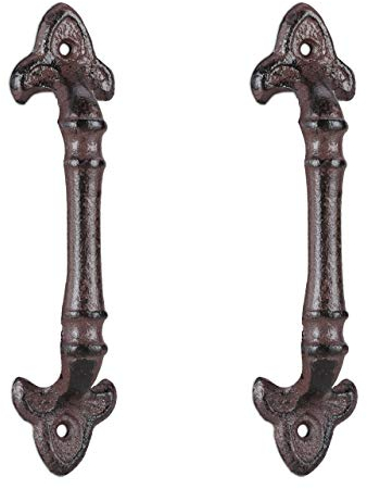 Relaxdays Möbelgriffe Vintage, 2 Stück, Türgriffe antik für Schränke, Schubladen, Schiebetüren, Gusseisen, 20 cm, braun