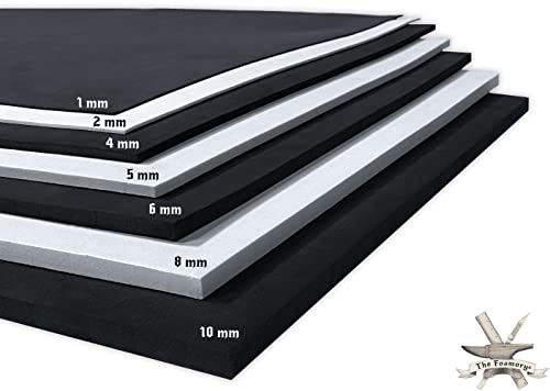 Shape Retention EVA Cosplay Foam 2mm (1mm-10mm) 14x39 inch Black or White High Density EVA Foam Sheets. Premium 85 kg/m3 Heat Shape Material for DIY Convention or Halloween Costumes by The Foamory