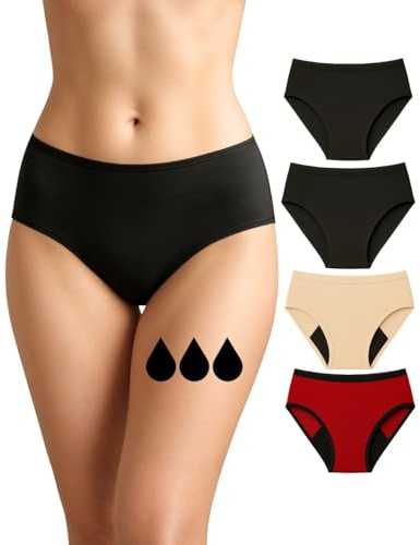 NoBlood - 4X Culotte menstruelle Flux abondant (Mohina Noir Rouge Nude S)