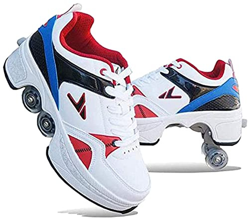 SXZHSM Deformation Roller Shoes Scarpe da Skate per Donna Uomo, Ragazzi Bambini Scarpe con Ruote Roller Sneakers Scarpe, per Regalo per Principianti Unisex,Blue-EU43
