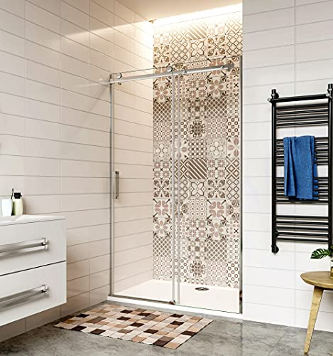 Aica Sanitär Duschabtrennung 135x195cm Duschtür Duschwand Dusche Schiebetür 8mm NANO GLAS