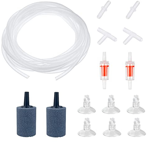 FuninCrea Aquarium Luftpumpe Zubehör, 13 Fuß Sauerstoffschlauch Luftstein Rückschlagventil Saugnapf und Verbindungsrohr für Aquarium Luftpumpe