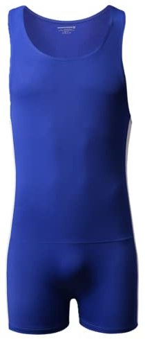 Juflam Herr brottning Singlet Atletisk Trikåer Bodysuit Gym Sportkläder Undertröja, C-blått, L