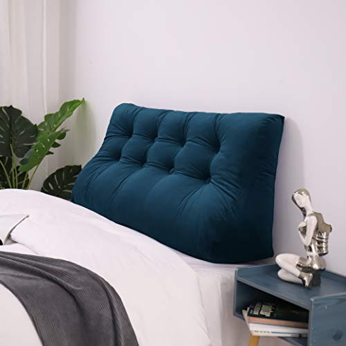 Johnear Rückenkissen Samt ergonomisch für Sofa & Bett (Blau, 140cm) | Samt-Rückenkissen mit ergonomischer Kurve – stützt Wirbelsäule, entlastet Rücken. Dekorative Knöpfe, Bezug waschbar.