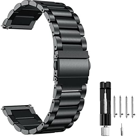 MUENShop 22mm Edelstahl Armband Kompatibel mit Samsung Galaxy Watch 3 45mm Gear S3 Classic/Frontier Armbänder Huawei Watch GT 3/4 46mm Metall Uhrenarmband