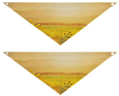 2 Stück Hundehalstücher Haustier Bandana Schal Druckknopf Dreieck Lätzchen Halstuch Set Haustier Urlaub Zubehör Dekor für kleine bis große Welpen Hunde Katzen kleine schöne Feldblühende Sonnenblumen
