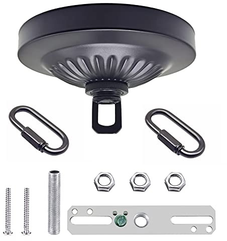 ECUDIS Light Fixture Ceiling Canopy Kit, 4.75 Inches Diameter Lighting Canopy Kit with Mounting Hardware and 2 Pcs Connection Locks for Chandelier or Swag Light Fixtures, Black