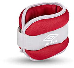 Umbro Gewichtsmanschetten - Gewichte für Beine und Arme - 2 Stück von 1000Gr - Verstellbar mit Klettverschluss - Komfortable Passform - Grau/Rot