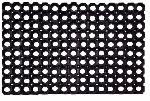 Hieftan Rubber Door Mat Non Slip Dirt Trapper Heavy Duty Hollow Drainage Doormat for Outdoor Indoor Entrance Waterproof Washable Anti Fatigue Floor Mat for Kitchen Garden pack of 2