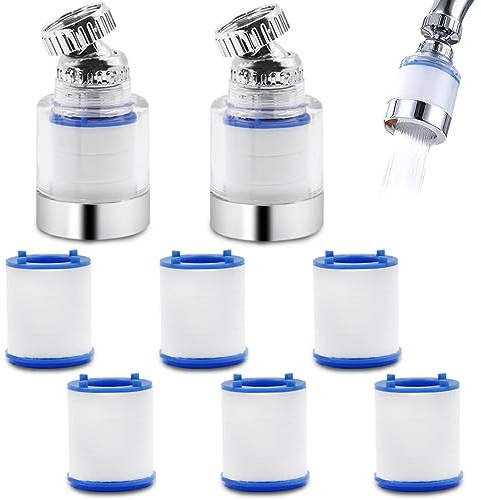 Sonku Bathroom Sink Filter Universal 360° Rotating Faucet Water Filter for Home Bathroom & Kitchen (2 Pack)