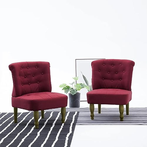 CIADAZ Französische Stühle 2 STK. Weinrot Stoff, Sessel Wohnzimmer, Lesesessel, Stillsessel, TV Relaxsessel