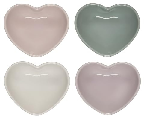 Le Creuset Set di 4 mini ciotole in gres porcellanato a forma di cuore, colori misti
