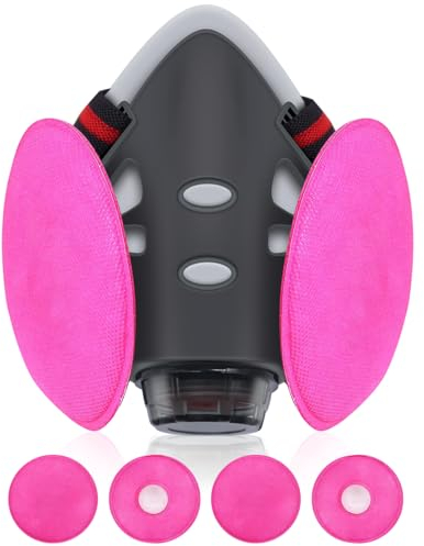 Prassia Dust Face Cover, Wiederverwendbare Atemschutzmaske mit 4Pcs Filter Baumwolle Für Sprühfarbe, Landwirtschaft und Harz Arbeitsmasken