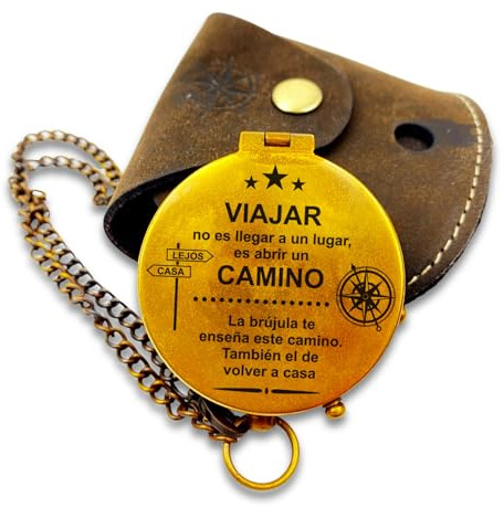 Personalisierter Kompass mit Gravur Wunschmotiv und Wunschtext Name Diverse Designs Messing Ledertasche Geschenkbox tolle Geschenkidee (Vintage Optik)