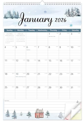 GuassLee Large Wall Calendar 2026-2027, 22x15 Vertical Wall Calendar 2026, Jan. 2026 to Jun. 2027, 18-Month Paper Hanging Planner Wall with Julian Date for Office Home Planning & Organizing