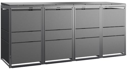 MBOX24 MODERN Mülltonnenbox 4er für Mülltonnen bis 240 Liter | Anthrazit | Mülltonnenverkleidung | Mülltonnenhaus | Mülltonnenunterstand | Mülltonneneinhausung