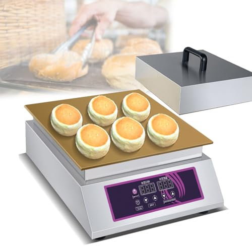 Quixnova Máquina para Hacer panqueques con Ajuste de Temperatura y Tiempo de 60-240 ℃, Mini máquina para Hacer panqueques Antiadherente Comercial, Plancha para panqueques para restaurantes,A