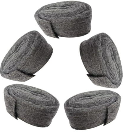 Healvian 5pcs Steel Wool Hole Plugging Tool for Mice Barrier Fine Steel Wool Pads to Fill Mouse Garage Door Seal and Mesh