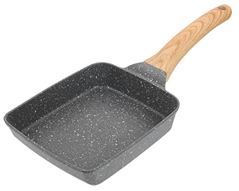 Cabilock Non-Stick Frying Pan with Handle Sturdy Maifan Stone Aluminum Cooking Skillet Household Kitchen Pan for Steaks and Omelettes Black