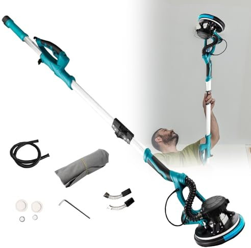 Ponceuse Murale, 800W Ponceuse Mur & Plafond, avec Disque De Ponçage et LED, Vitesses Ajustables, pour Plafonds Intérieurs et Extérieurs