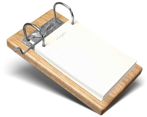 blogg Notizzettelhalter edel stabil Holz Eiche Edelstahl | Echtholz, Aufhängen oder Hinstellen, für Schreibtisch, inkl. Notizzettel 100 Blatt