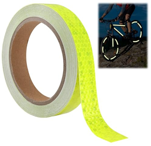 Reflective Warning Tape Yellow High Visibility Safety Sticker 2cm x 10M | Self-Adhesive Outdoor Waterproof Night Tape Roll Strip for Bikes, Motorcycles, Helmets, Backpacks