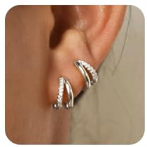 Ohrringe Silber 925 Creolen Silber 925, Creolen 925 Klein/Gold/Rosegold mit Zirkonia für Damen Mädchen, Hypoallergen Ohrringe Huggie Schlafen Knorpel 11mm