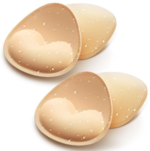KSang Waterproof Bathing Suit Inserts 2 Pairs Heart Push Up Swimsuit Pads | Removable Breathable Breast Enhancer Cups Padding for Women Bikini Sport Bra A/BC