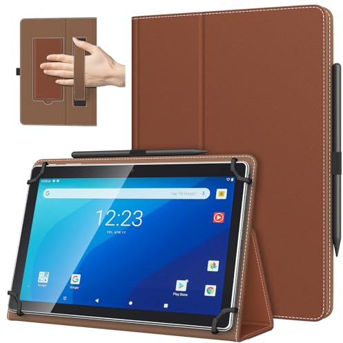 TiMOVO Universal Hülle für 10,1 Zoll Android Tablet, Kastanie | Mit Stiftschlaufe, Leicht & Faltbar, Standhülle, Mit Handschlaufe, Für 9,6-11 Zoll Touchscreen-Tabletten