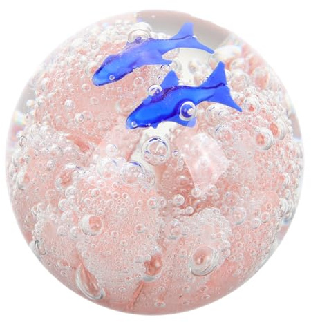 Alasum Glasfigur Einer Meerespflanze Glasornament Briefbeschwerer Mit Kugel Glasornament Einer Meerespflanze Tischdekoration Fürs Büro Mundgeblasene Korallenfigur