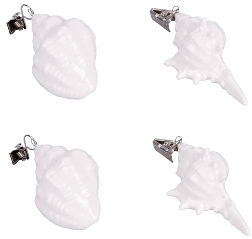 Set 4 pesi fermatovaglia in ceramica, stile coastal, bianco, Ocean