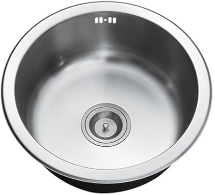 HanDpi Modernes rundes Küchenspülbecken aus Edelstahl mit Sieb und Überlauf – langlebiges Einbauwaschbecken für Zuhause, Wohnmobil, Bar und Restaurant (28 x 28 cm)