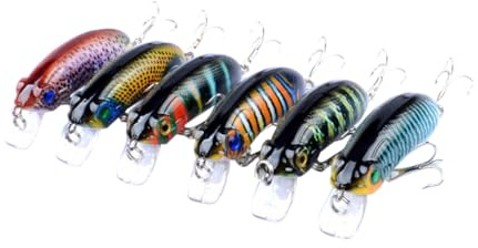 BESPORTBLE Señuelos de Pesca Artificiales Mini 6 Pcs de 9,7g Forma sin Cola para Trucha y Pesca al Aire Libre, Material Abs Resistente y Atractivos para Peces