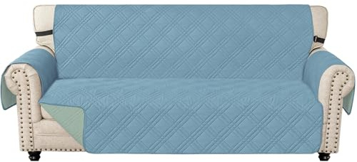 Ystyle Sofa Überzug 3 Sitzer Reversibel, Sofaschoner Waschbar, Universal Couch Bezug Mit Armlehne, Sofa Bezug rutschfest, Sofa Cover Für Haustier Katze Hunde, Hellblau + Hellgrün