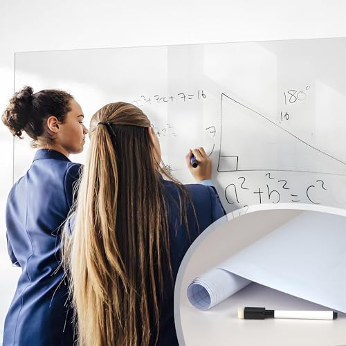 FENTIS Vit tavla självhäftande väggdekal plastvinyl torr raderbar tavla kontaktpappersrulle för barn DIY skola klassrum hemmakontor 120 x 200 cm