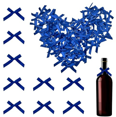 YJFY 100 lazos con banda de goma para manualidades, minilazos, lazos de satén con bandas elásticas para bodas, productos hechos a mano (azul marino)