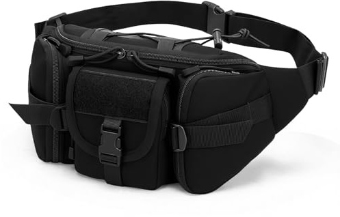 Flintronic Bolsa de Riñonera, Mochila de Bandolera, Riñonera Táctica Impermeable, Multifuncional riñonera Cintura, para Aire Libre Correr Senderismo Ciclismo Camping (Negro)