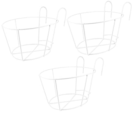 UPKOCH Wrought Iron Hanging Plant Pot Holder White 3Pcs for Balcony
