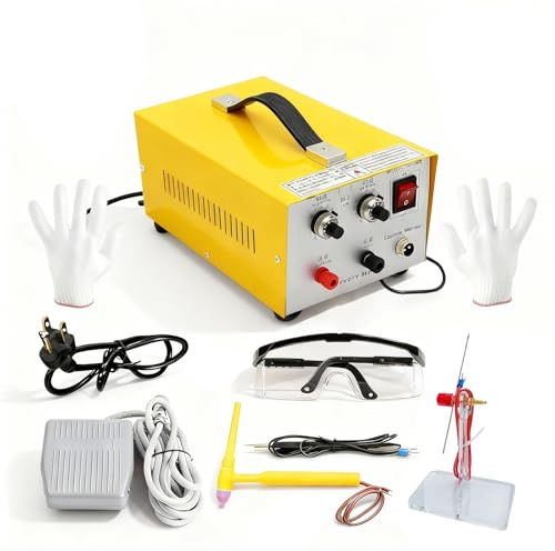 KKYOYRE 30A Jewelry Spot Welding Machine,Spot Welder,Professional Pulse Arc Welder for Gold,K Gold,Silver,Platinum and Steel Necklace (Yellow)