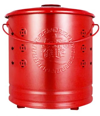 Verbrennungsfässer Aus Edelstahl Gartenabfallverbrennungsanlage Rauchfreie Verbrennungsanlage Ideal Für Gartenkamine, Lagerfeuer, Gartenabfälle Und Gartenarbeit(Red,XXL)