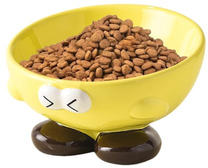 Keramikschüssel für Hunde, niedlicher Ausdruck, Futternapf und Tränke, erhöht, für Welpen, Katzen, Reisen, Innenbereich, Küche, Schlafzimmer, Esszimmer