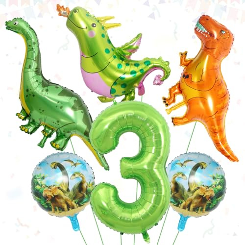 Dinosaur 3rd Birthday Party Decorations,Giant Inflatable Ballons,40 Inch Helium Foil Mylar Number 3 Ballons Decorations Party Supplies