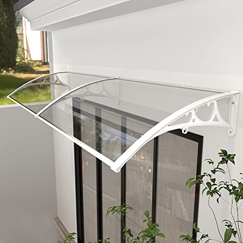 UV-beständiger Regenschutz für Außenfenster, selbstreinigend, Polycarbonat-Markise für Haustür, Gartenabdeckung mit weißem Aluminiumrahmen