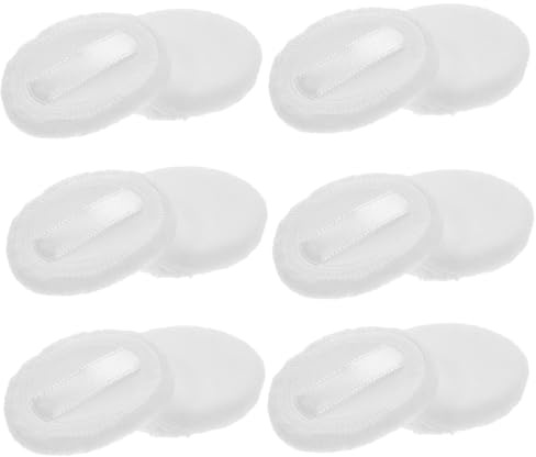Borla de Polvo de Algodón Blanco 12 Piezas Redonda Portátil | Agradable y Cómoda, Fácil de Limpiar, Formato Compacto, para Maquillaje Diario y Rostros Pequeños
