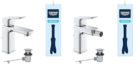 GROHE Dice Set Rubinetto miscelatore per lavabo + bidet con piletta click-clack, cromo, 1018560000 +1018770000