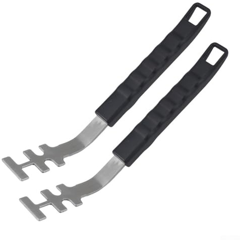 Hosrivae BBQ Grate Lifter, Heat-Resistant Stainless Steel & PP Tool for Safe Hot Grill Grate Handling, 27.5 x 3.5 cm, 2-Piece Set