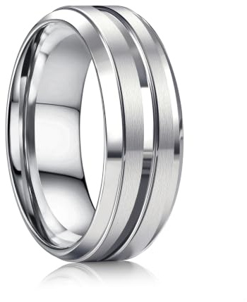 JeweBella 8MM Bague Homme Femme Acier Inoxydable Bague Alliance Homme Bagues Anneau de Mariage Fiançailles d'Amitié Bague Or Argent Noir Bijoux Pour Hommes Taille 52(16.6)-72(22.9)