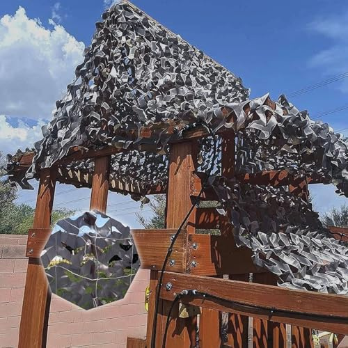 Generico Rete Mimetica Militare Grigio 3x4m(9.8x13ft) 210D Oxford Camouflage Tela Netto,Rete Ombreggiante per Esterni,per Caccia,Campeggio,Giardino,Protezione Solare